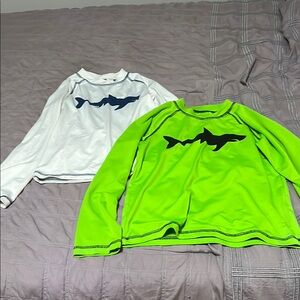 Big Chill White and Green Rashguards Swimming Set of Set - Boys Apparel - 10/12